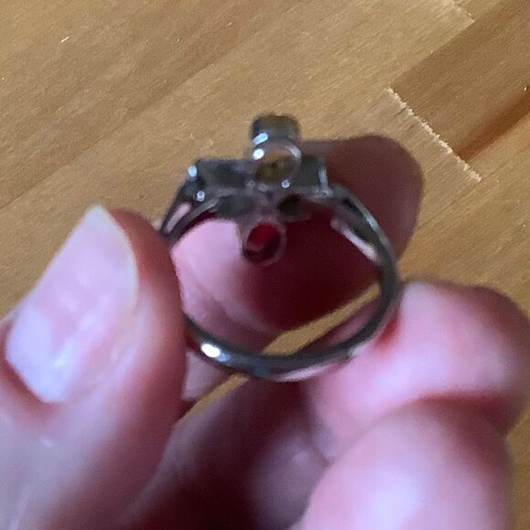 STERLING SILVER 925 BLUE TOPAZ/GARNET/PERIDOT/CITRINE WOMAN RING SIZE US 8 - Picture 3 of 11